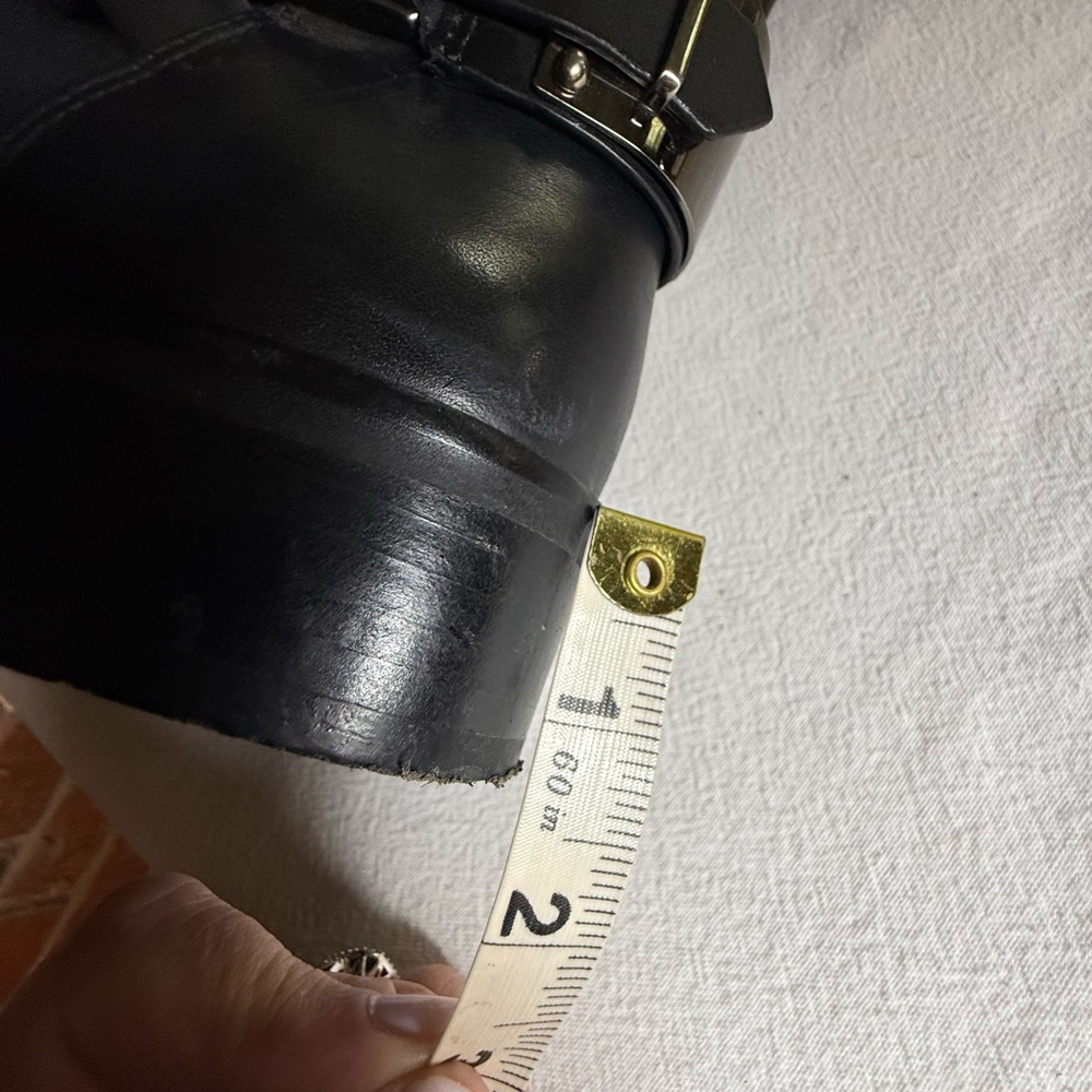 Edgy Vince Camuto Riding Boot Blk Leather & Suede Biker Riding Knee High MOTO - Picture 11 of 13